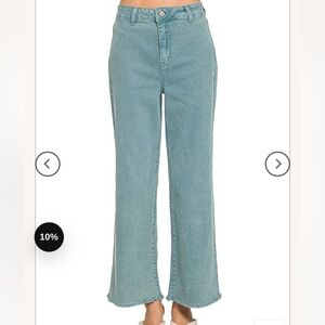 ZenAna stretch denim wide leg flare distressed bottom